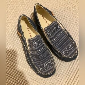 Roper Denim Driving Shoe Flat Slip-On Shoes, Size 6.5, Nearly New